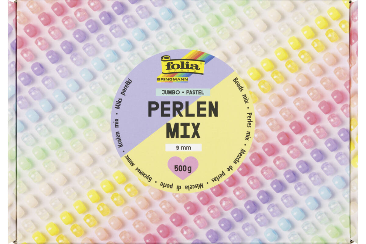 Crea-box kralen 9 mm pastel assortie, 500 gram