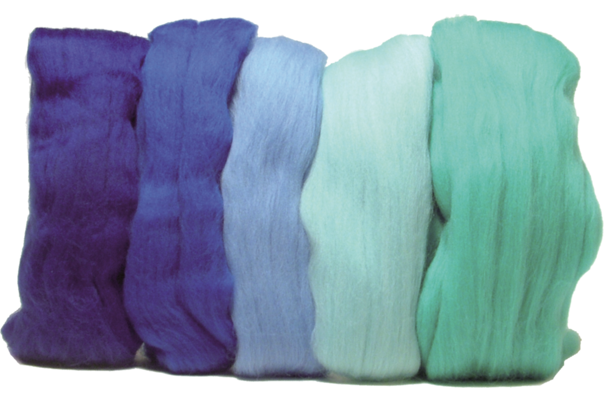 Viltwol 5 x 10 gr. blauwtinten