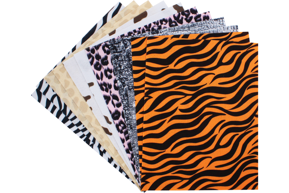 Vilt dierenprint 24 x 30 cm 1 mm, 12 stuks