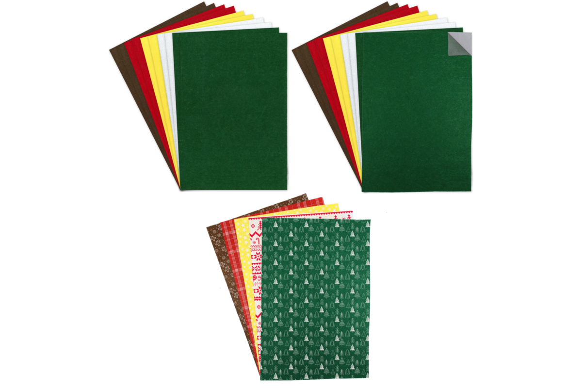 Vilt 20 x 30 cm kerst assortiment, 25 stuks