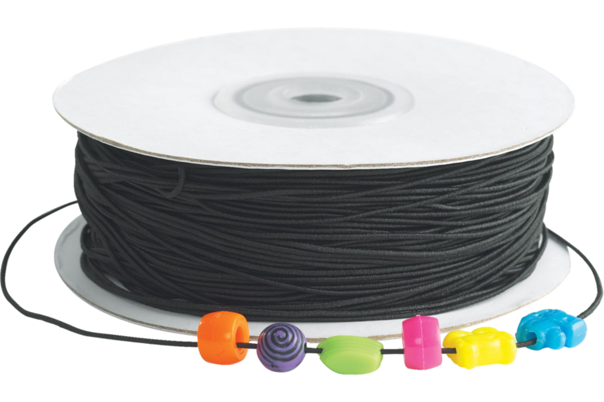 Rijgdraad elastisch zwart 1,5 mm, 90 meter