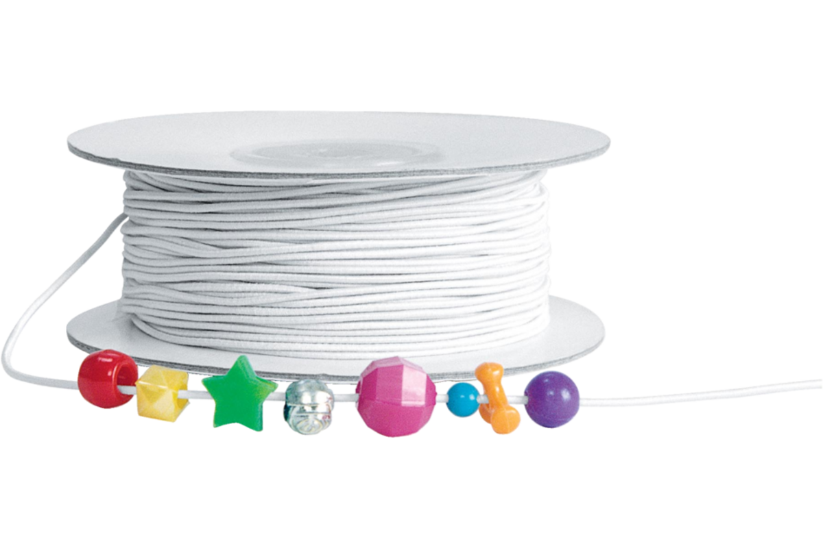 Rijgdraad elastisch wit 1,5 mm, 90 meter