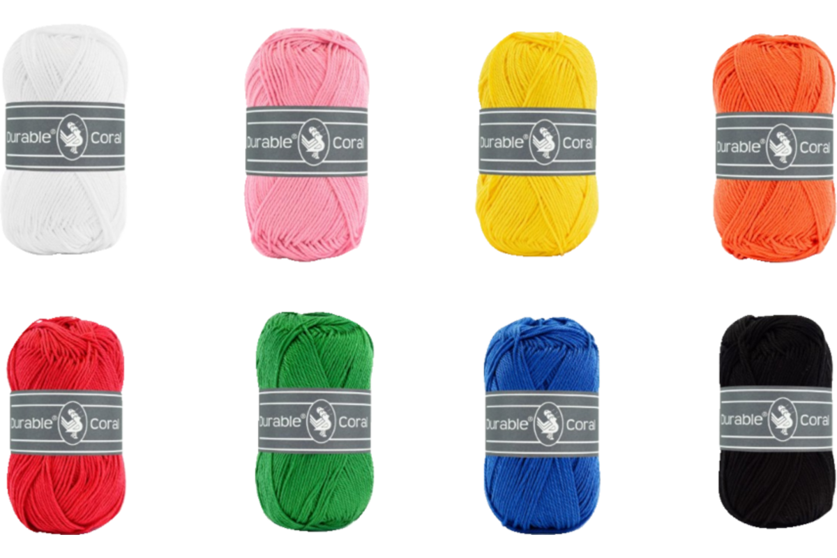 Breigaren Durable Coral Katoen 50 gr assortiment 8 kleuren 24 bollen