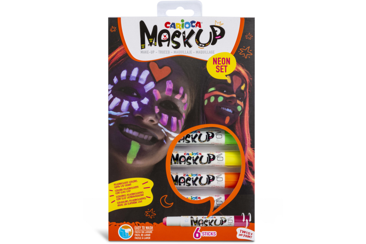 Mask-up schminkstiften Carioca fluor, 6 stuks