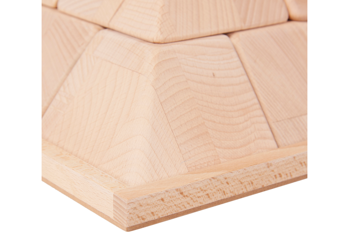 Piramide -  bouwblokken hout naturel 10 x 10 cm met onderplaat