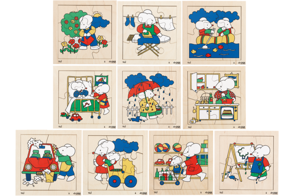 Rolf Puzzels - Puzzelserie bezige muizen, 3x4, 3x6 %4x9 stukjes
