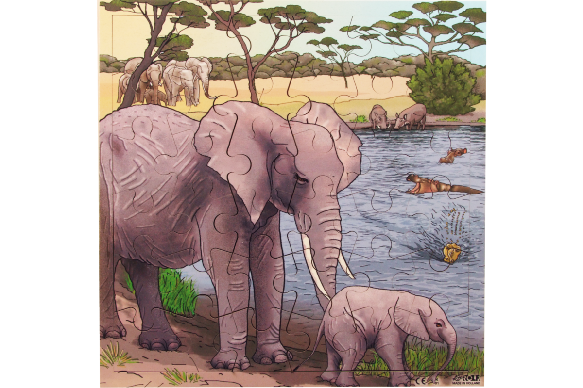 Rolf Puzzels - Puzzel olifanten, 36 stukjes