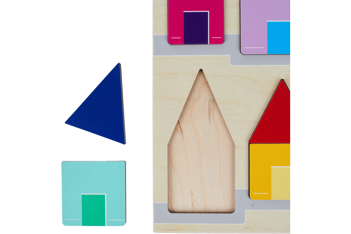Rolf Puzzels - Reliëfpuzzel ontdek de grootte: een dak boven elk huis, 16 stukjes