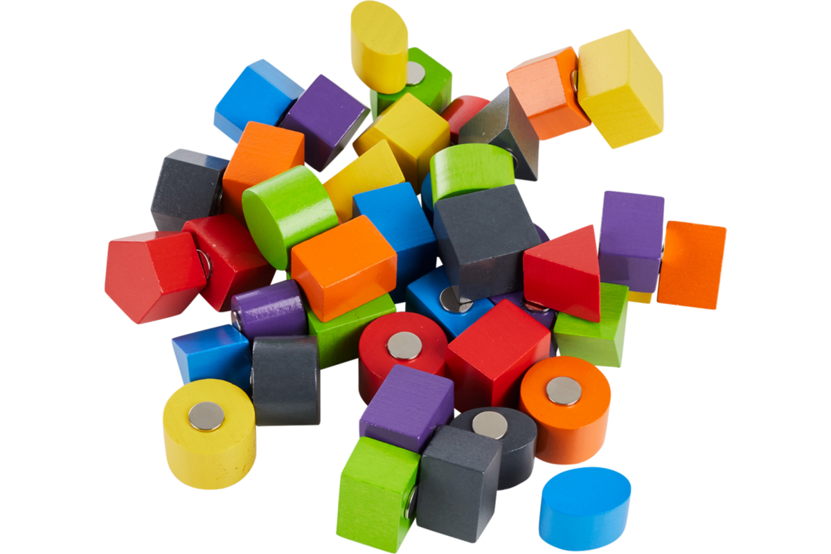 Rolf More - Kiesbord houten kiesvormen, magnetisch (6 figuren in 7 kleuren)