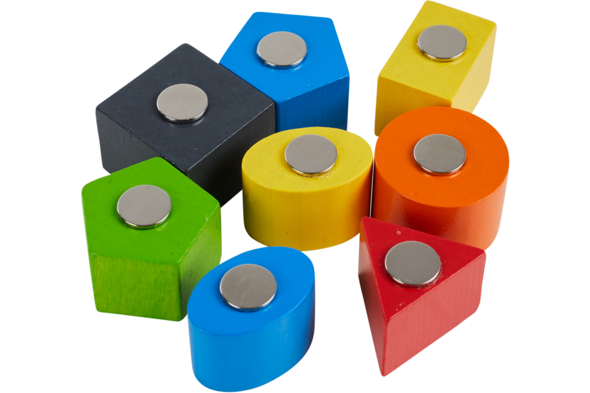 Rolf More - Kiesbord houten kiesvormen, magnetisch (6 figuren in 7 kleuren)