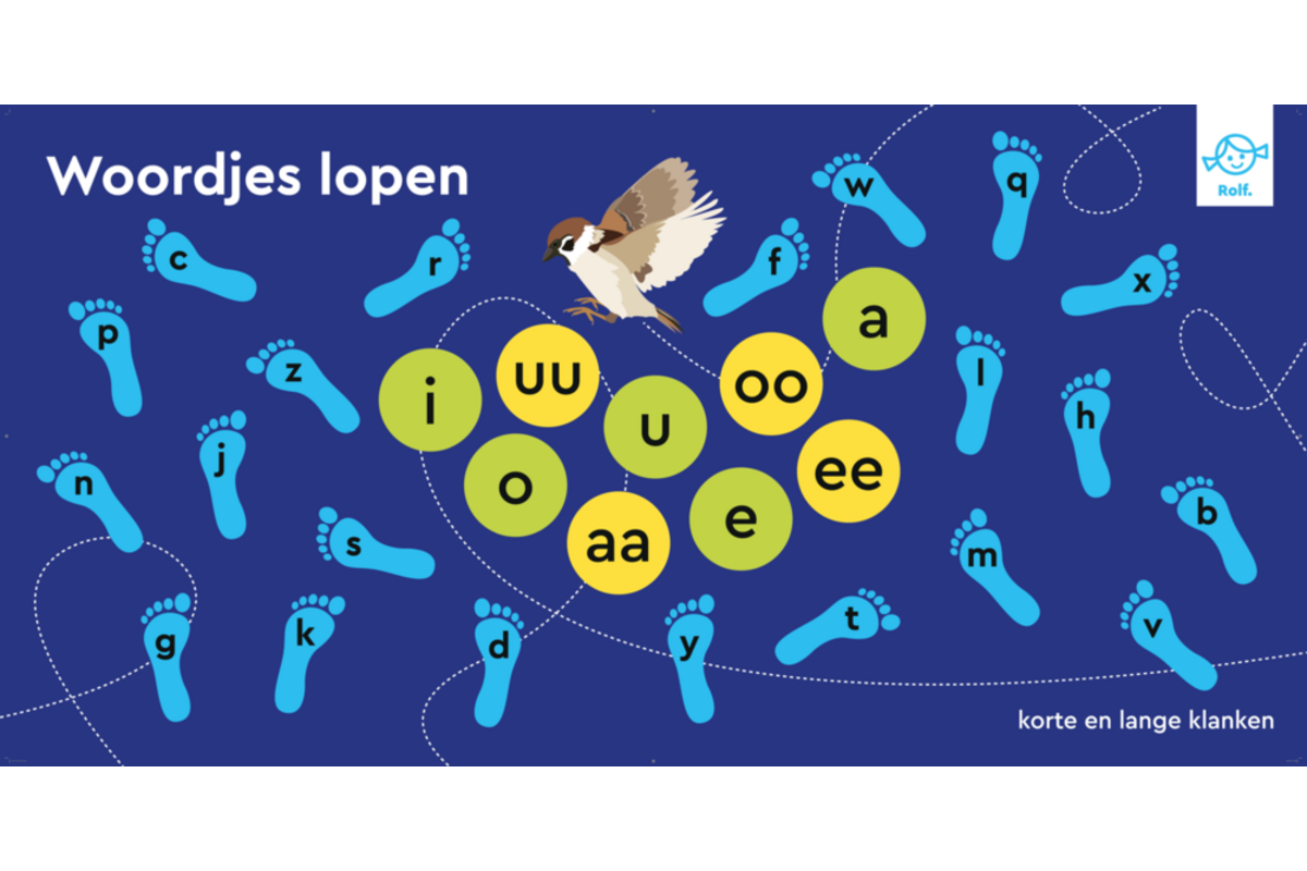 Rolf More - Woordjes lopen  korte en lange klanken, 100 x 200 cm, vinyl