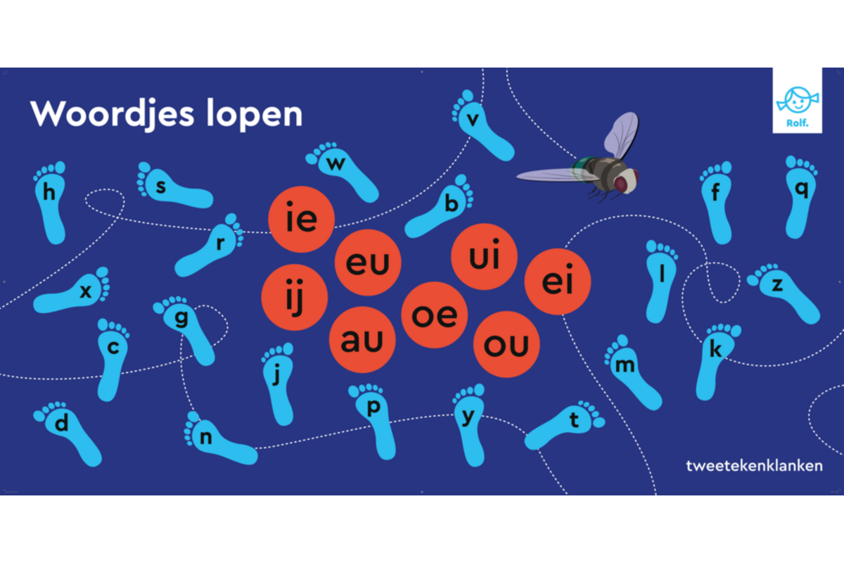 Rolf More - Woordjes lopen tweetekenklanken, 100 x 200 cm, vinyl