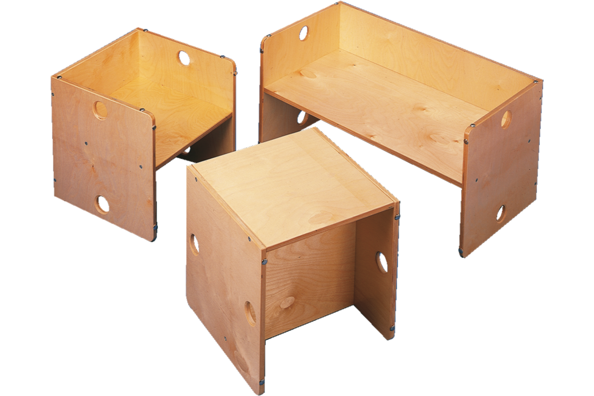 Rolf More - Bank Kuben kleuteruitvoering naturel 72 x 36 x 36 cm gemonteerd