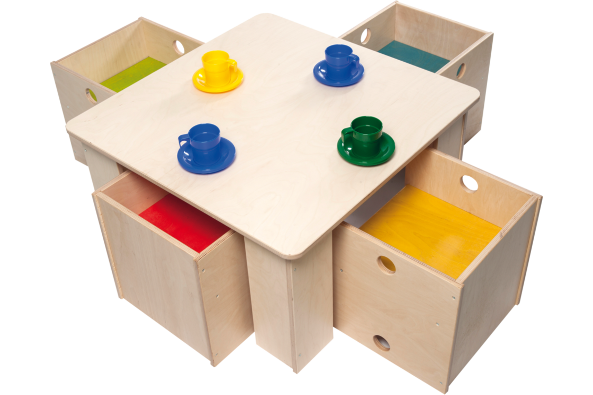 Rolf More - Tafel Kuben peuteruitvoering naturel 69x 69 cm ongemonteerd