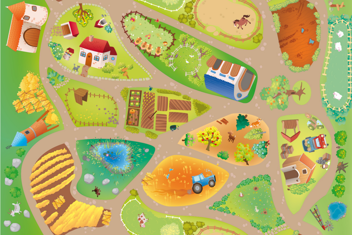 Speelmat vinyl 100 x 150 cm, boerderij