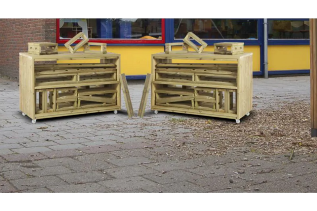Fantasie bouwblok set groot ( 2 trolleys met blokken), (excl. Montage)