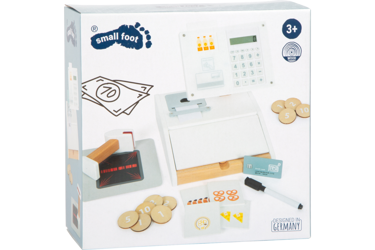 Small Foot - houten speelgoedkassa met scanner, 15 delig