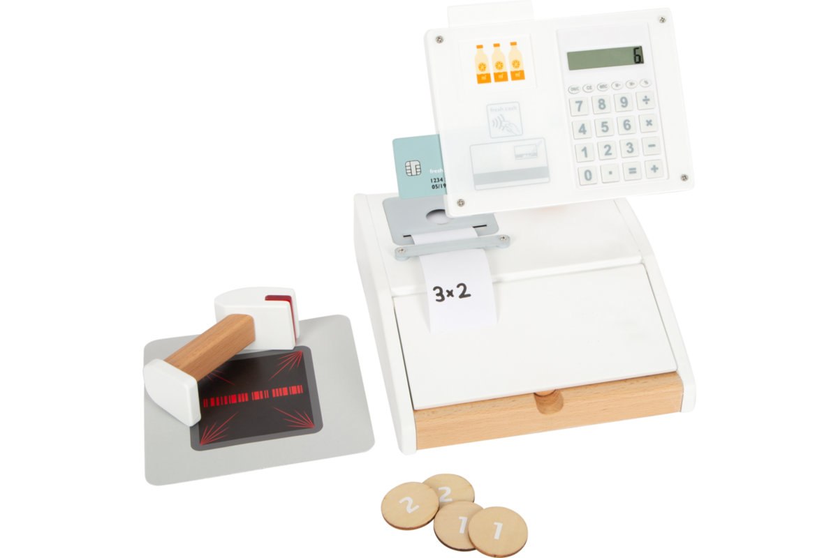 Small Foot - houten speelgoedkassa met scanner, 15 delig