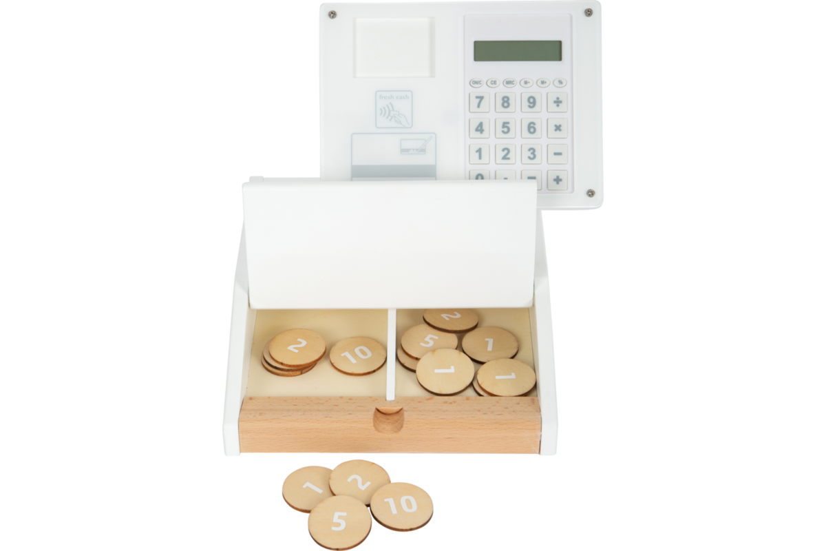 Small Foot - houten speelgoedkassa met scanner, 15 delig
