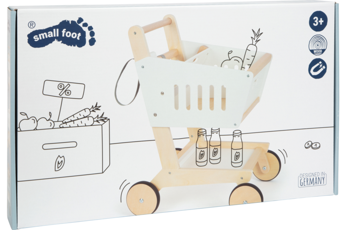 Small Foot - houten supermarkt winkelwagen wit