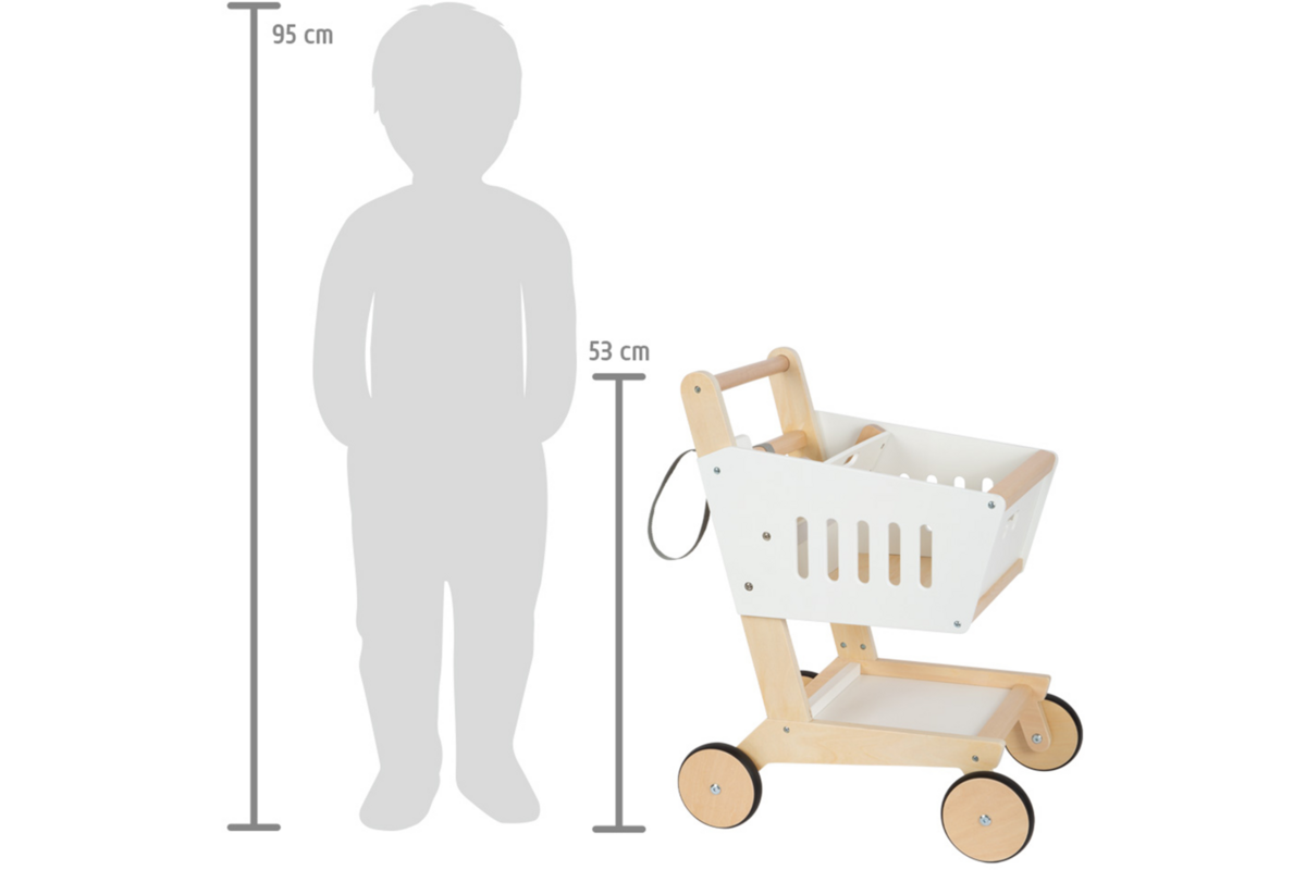 Small Foot - houten supermarkt winkelwagen wit