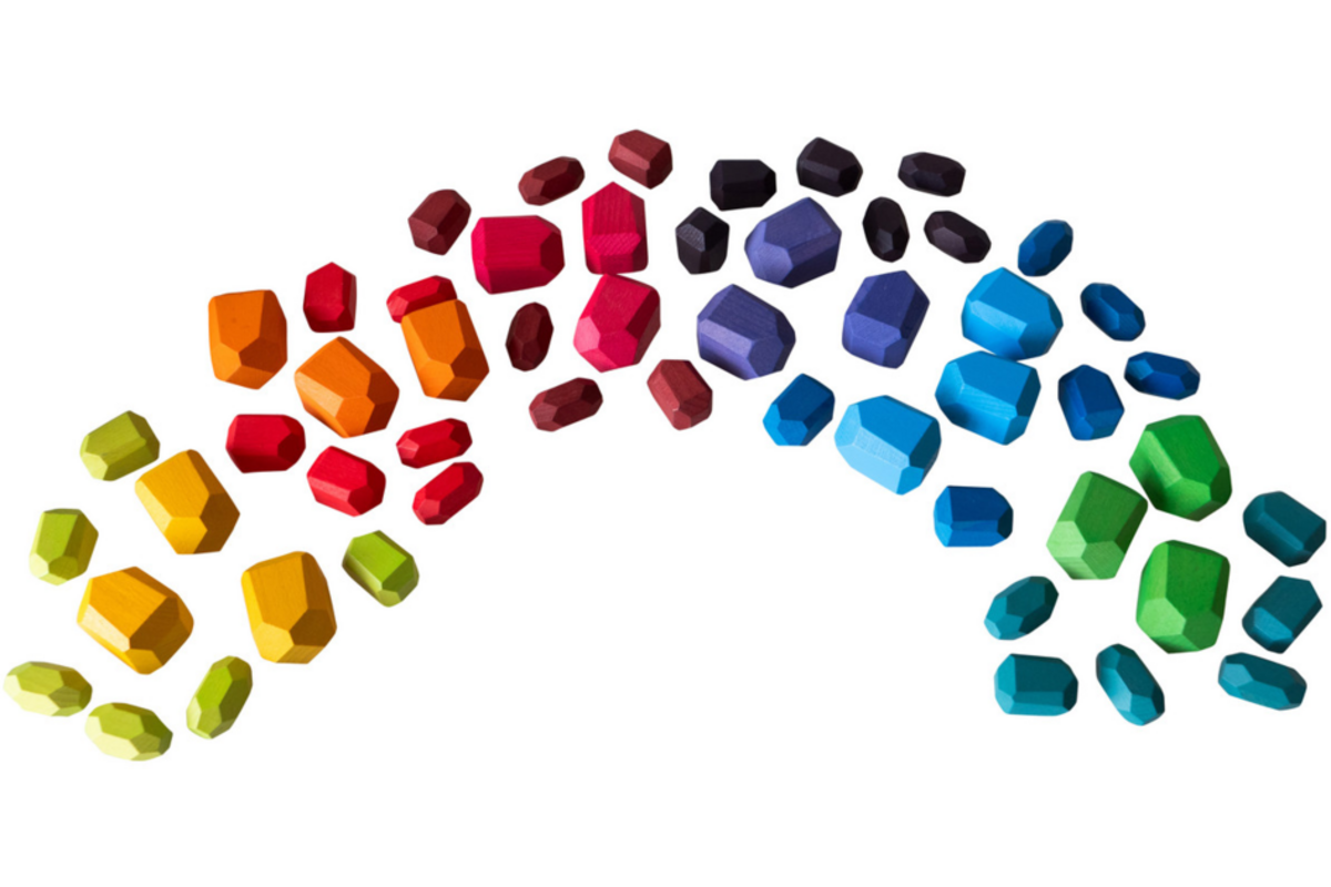 Houten edelstenen regenboog