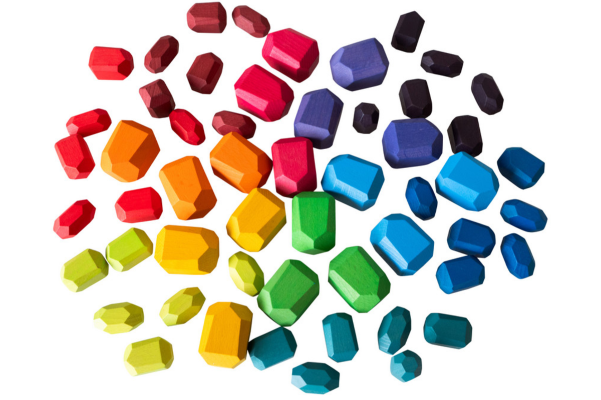 Houten edelstenen regenboog