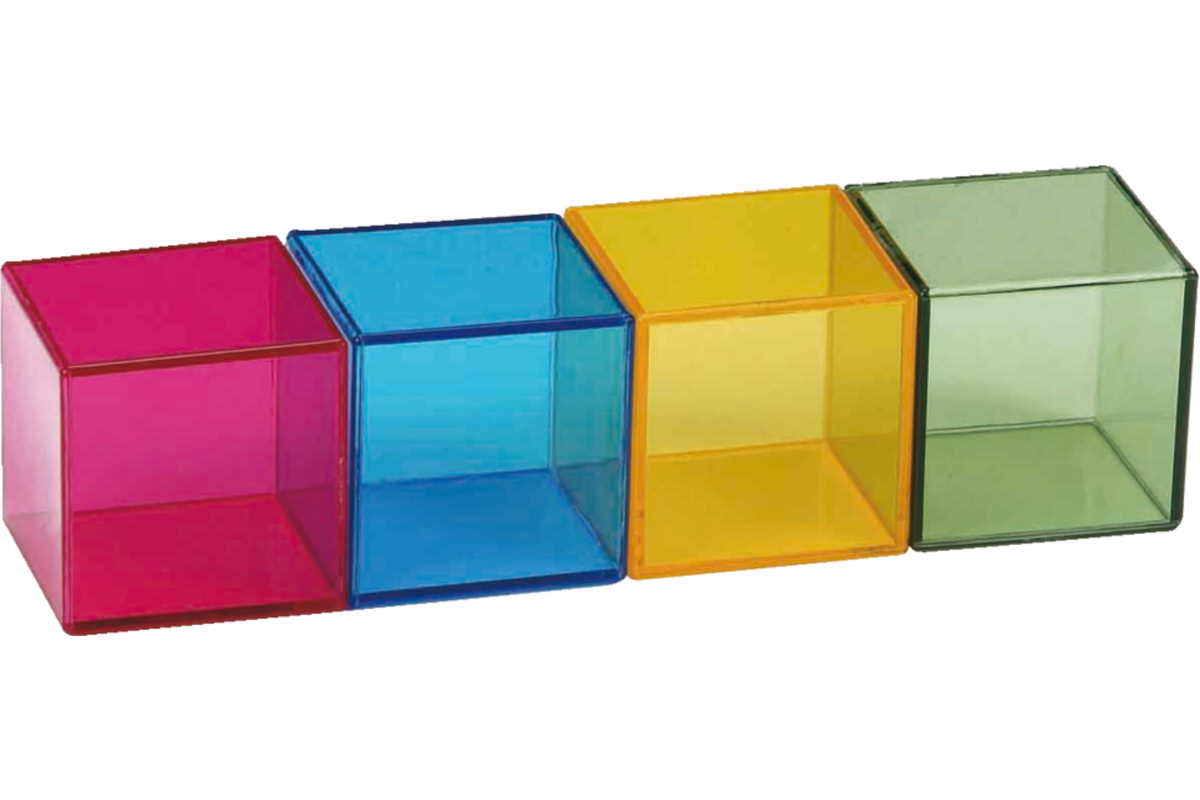 Blokkenset gekleurd transparant 5 x 5 x 5 cm 16 stuks