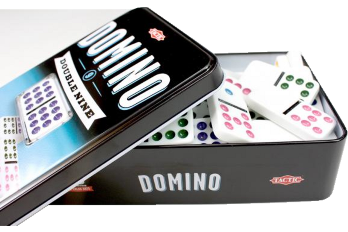 Domino dubbel 9 in blik
