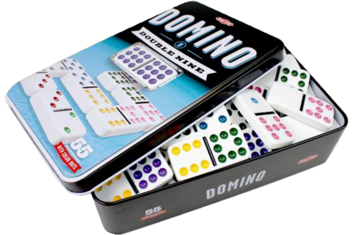 Domino dubbel 9 in blik