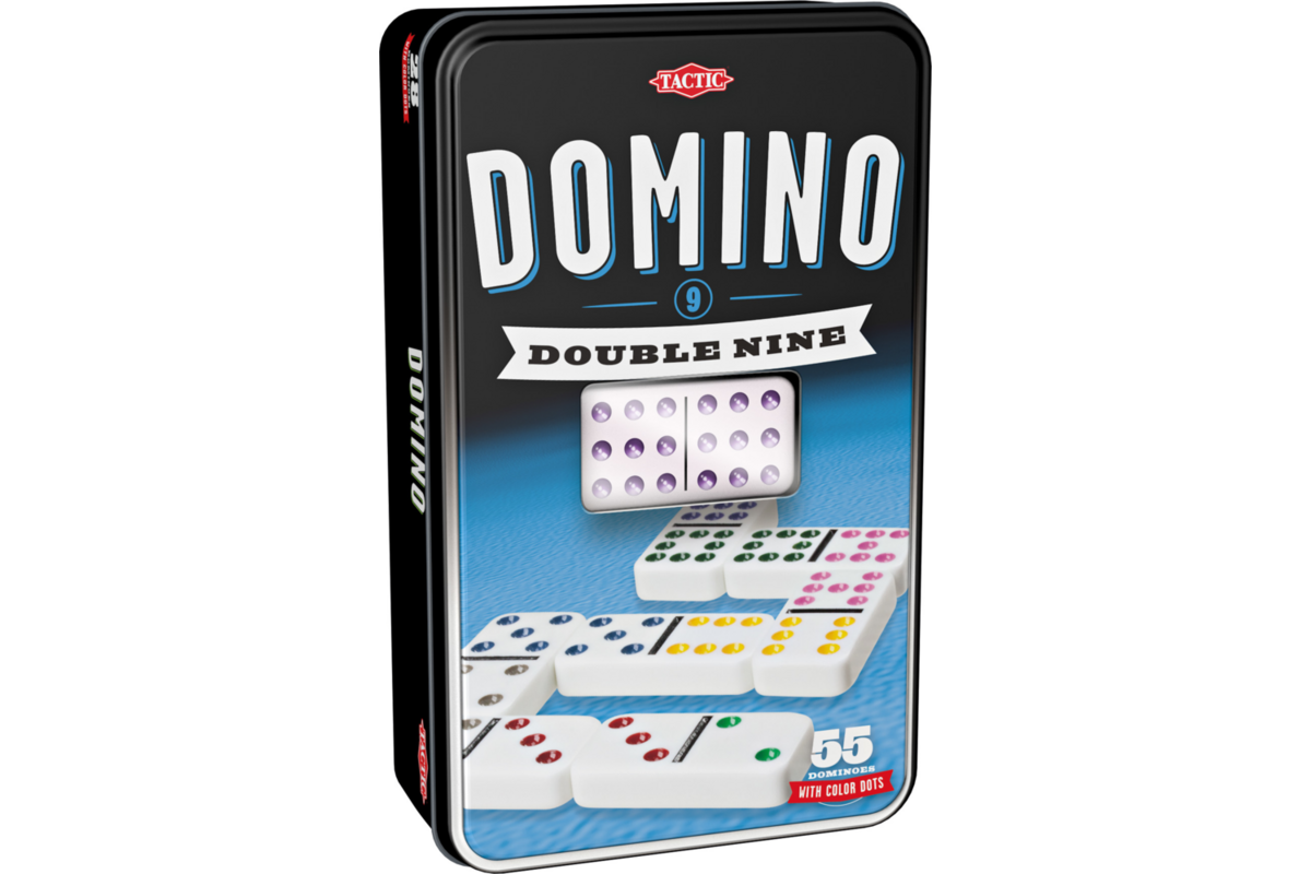 Domino dubbel 9 in blik