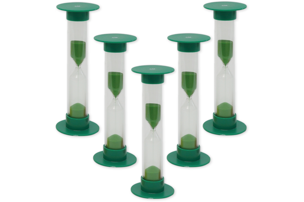 Zandloperset 5 stuks, groen, 5 minuten