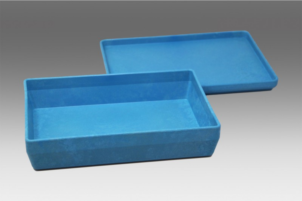 Box met deksel RE-Wood® 25 x 18 x 6 cm - 1,5 l, blauw