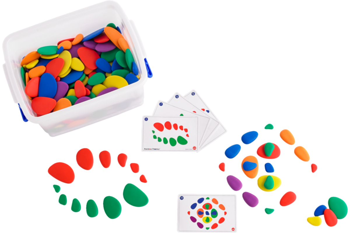 Kiezelstenen in regenboogkleuren klasset