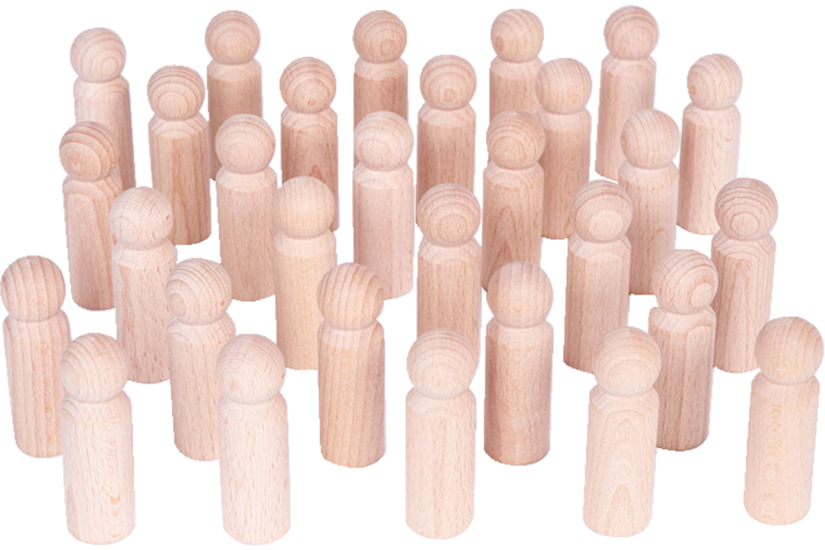Houten poppetjes (30 stuks)