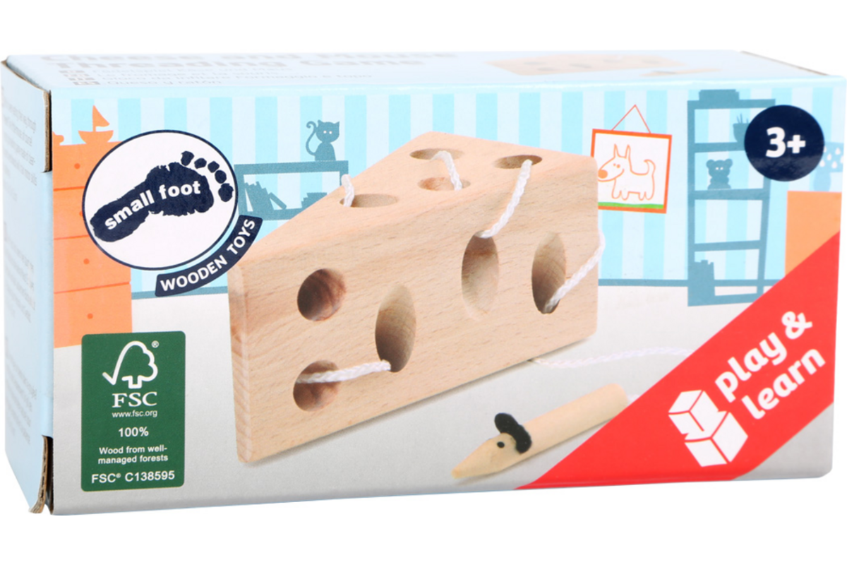 Small Foot - Kaas en Muis Houten Rijgspel