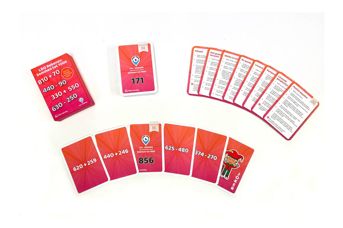 LDO Rekenen - Kaartspel Sommen tot 1000 - set van 3