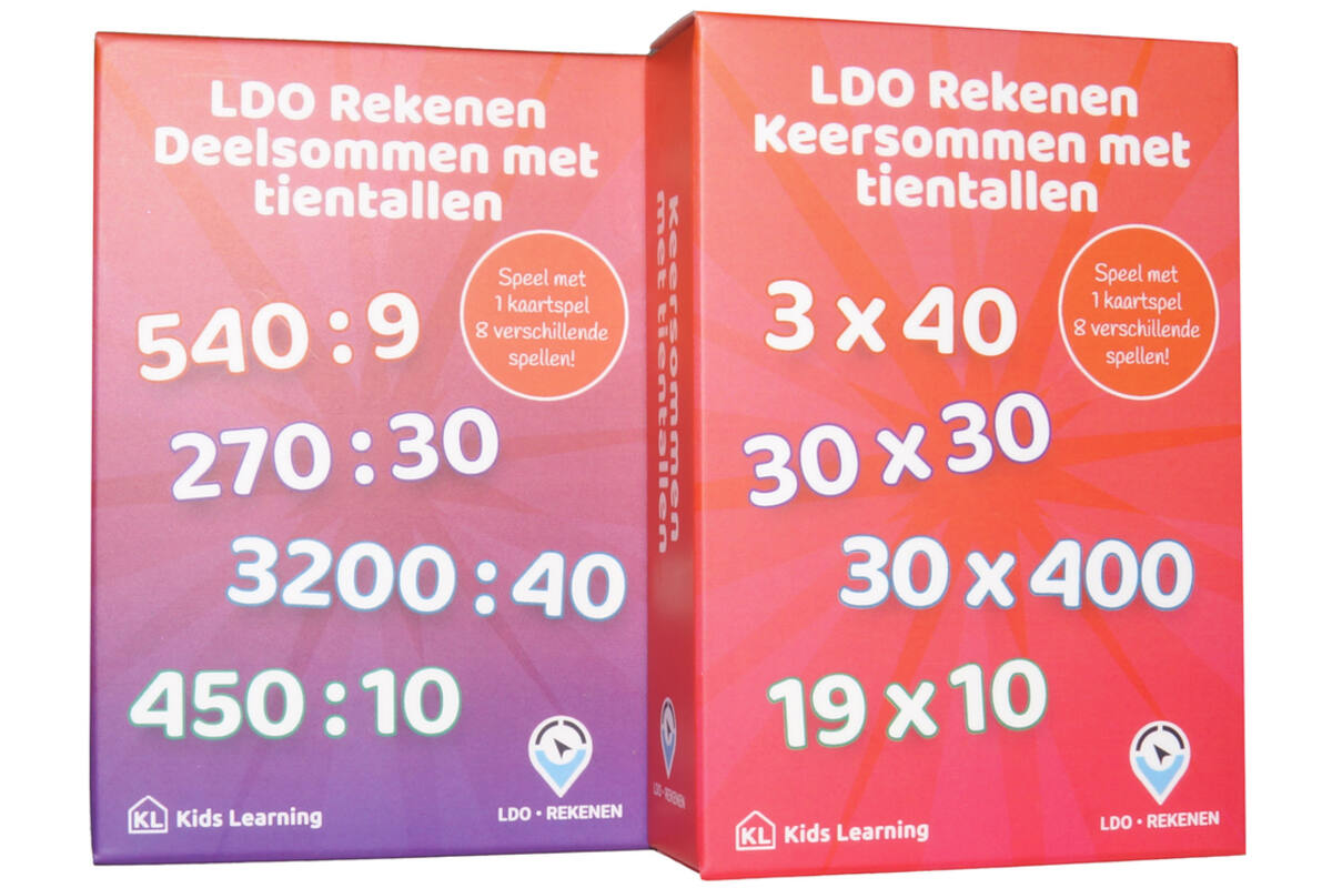 LDO Rekenen - Kaartspel Keer- en deelsommen met tientallen - set van 2