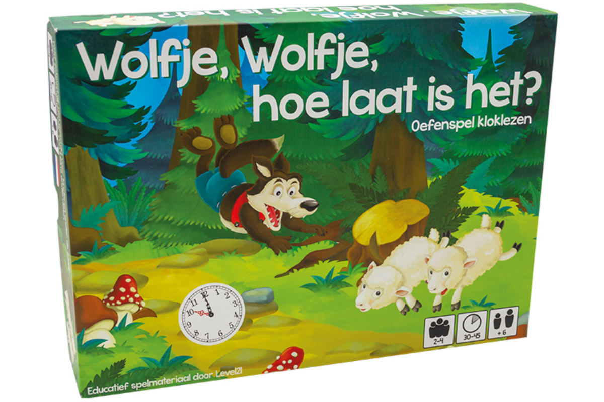 Tijdlezen - Level 21 - Wolfje hoe laat is het? - kloklezen - bordspel