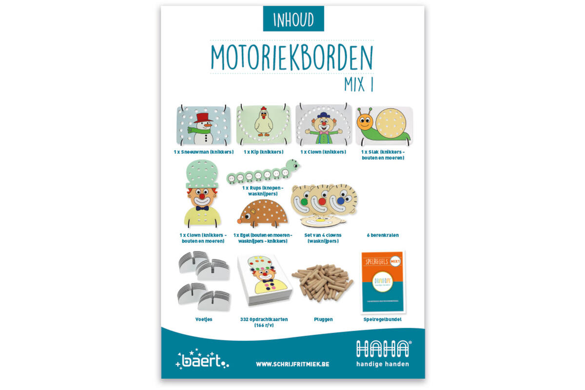 Fijne motoriek - Handige Handen - motoriekborden - mix 1 - per set