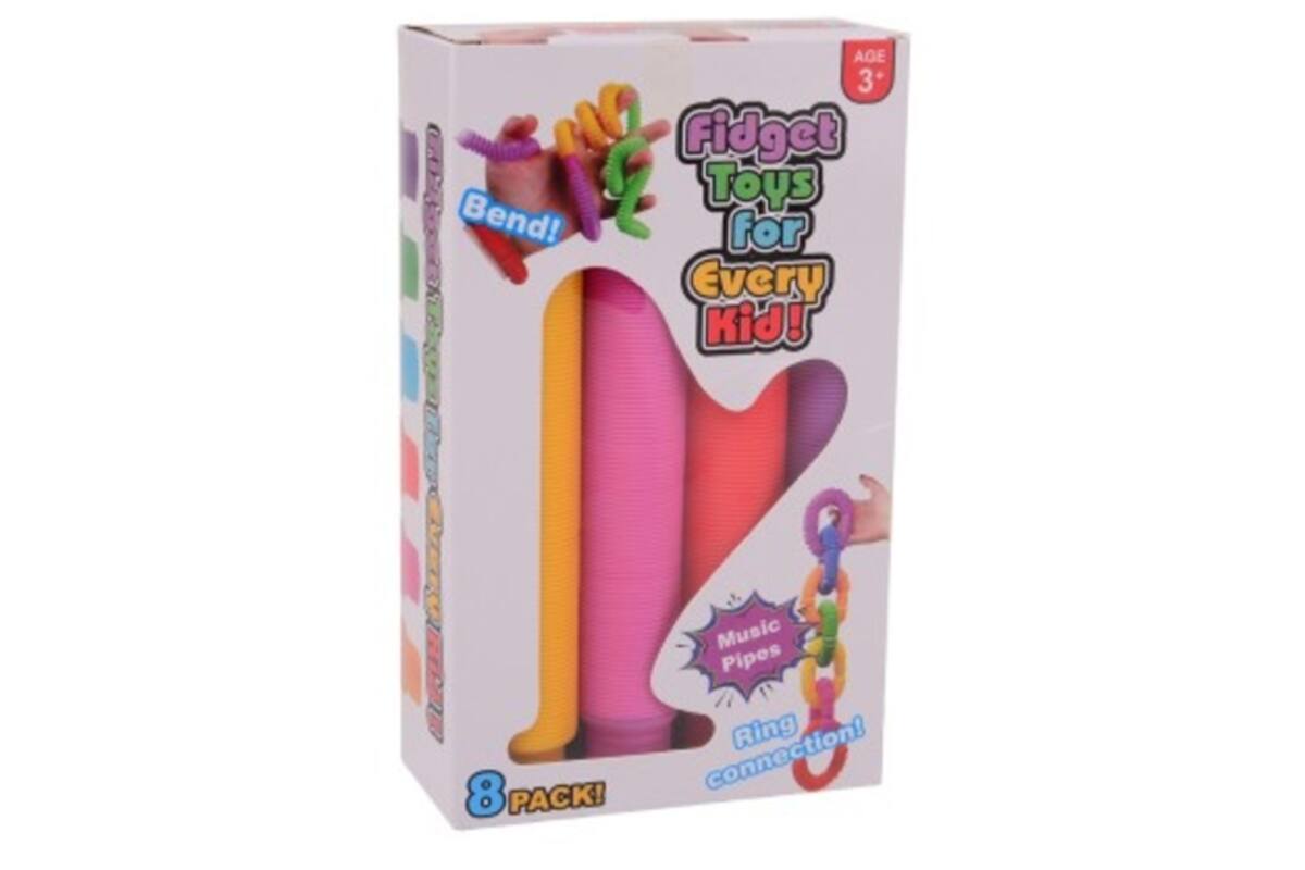 Fidget buizen in doos van 8 stuks, 21 x 3 cm