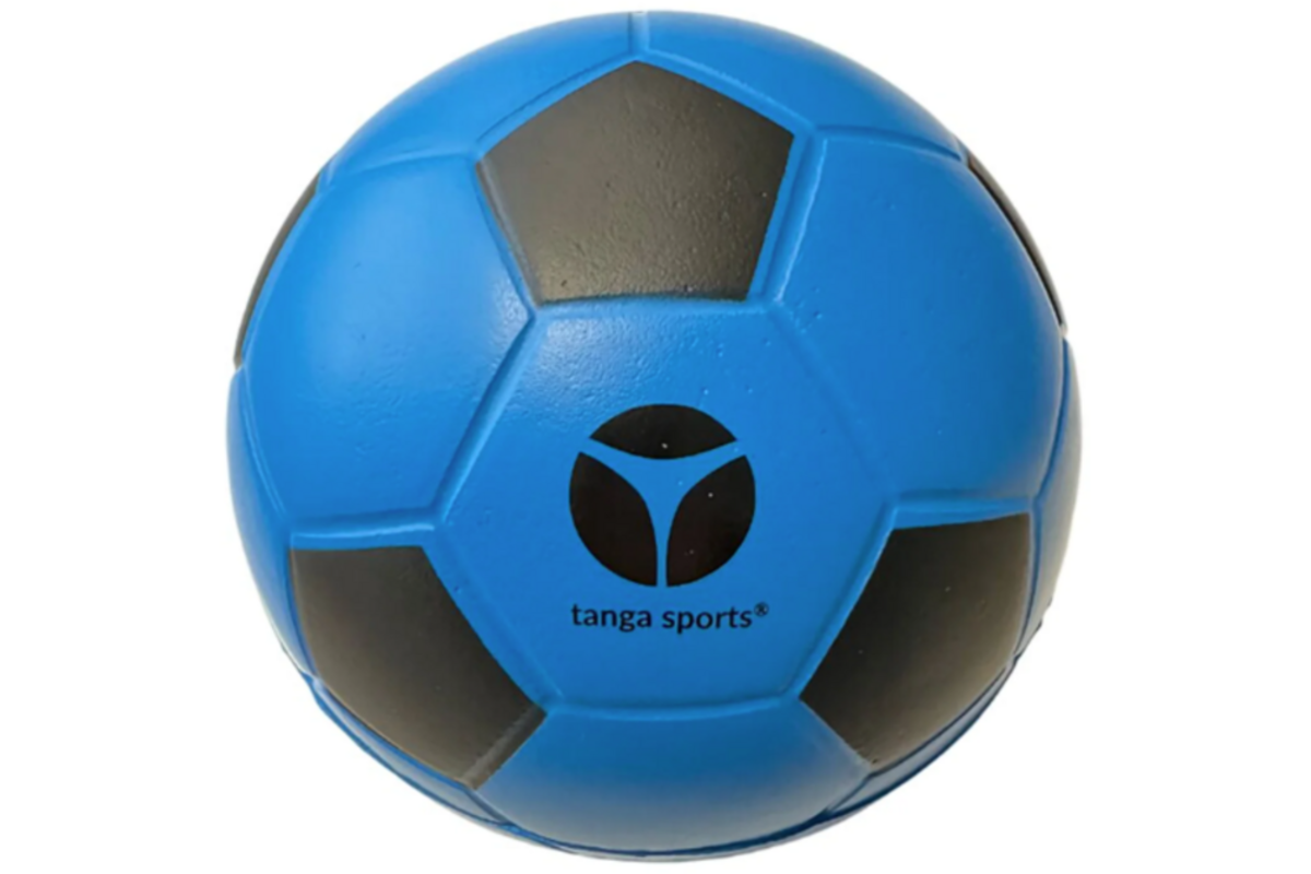 Voetbal | PU superzachte voetbal Ø 15 cm, hoge stuit, zwart/blauw