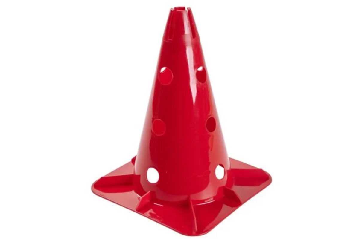 Pion met gaten, 30 cm hoog, rood