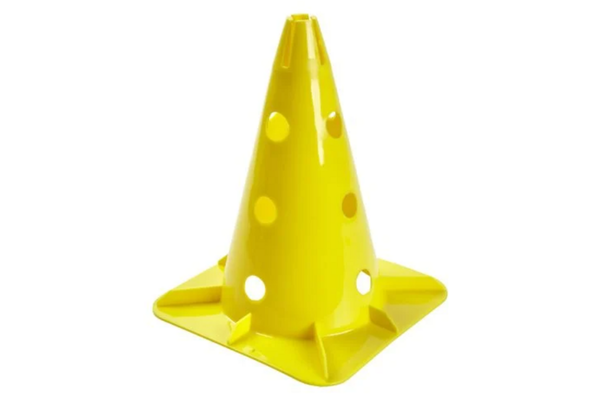 Pion met gaten, 30 cm hoog, geel