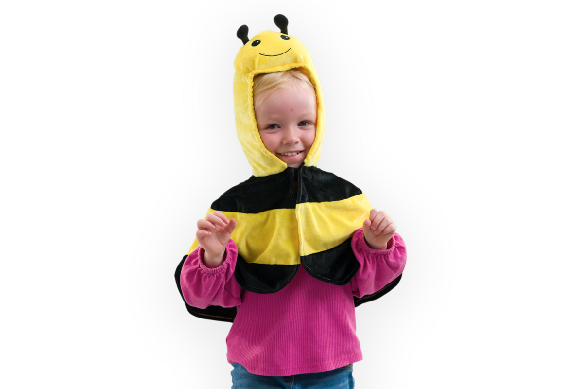 Bosdierencapes, set van 5, Lieveheersbeestje, Das, Vos, Kikker, Hommel