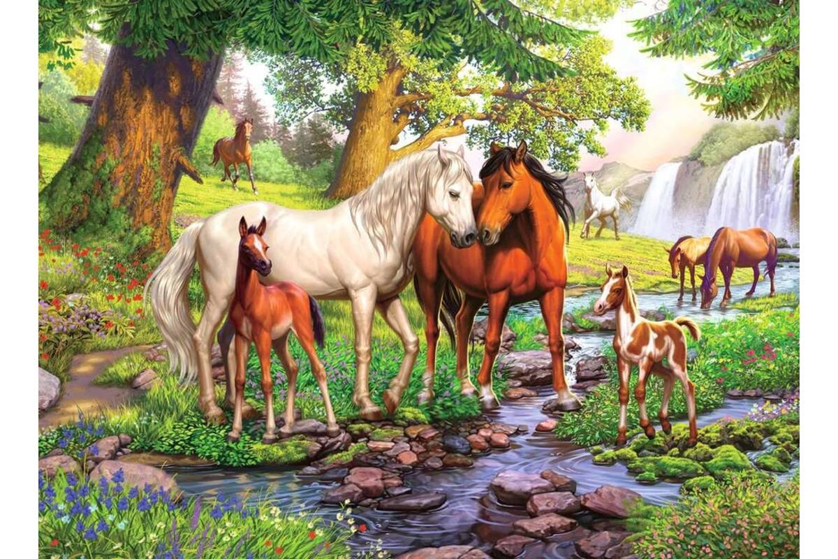 Wilde paarden bij de rivier, 300 stukjes