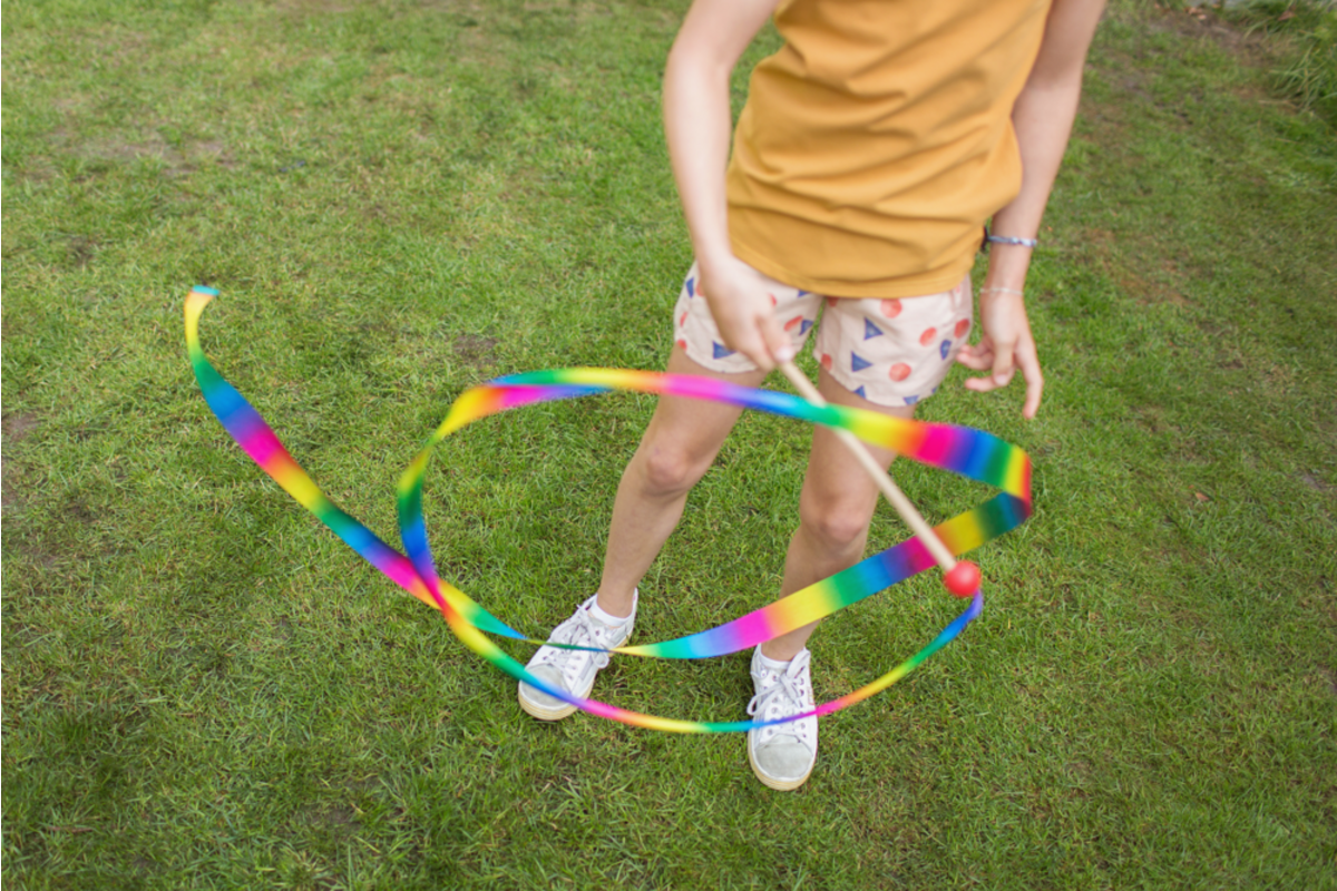 BS | Danslint regenboog 3 meter, houten stok