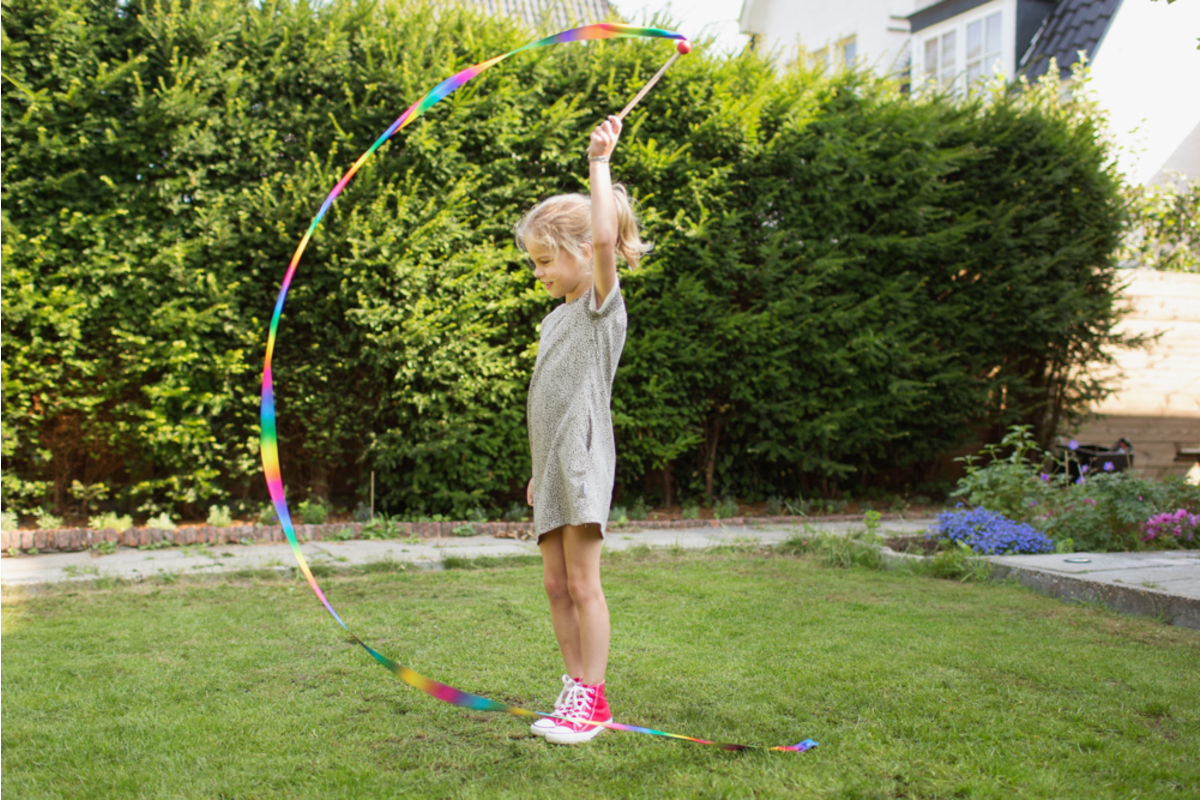 BS | Danslint regenboog 3 meter, houten stok