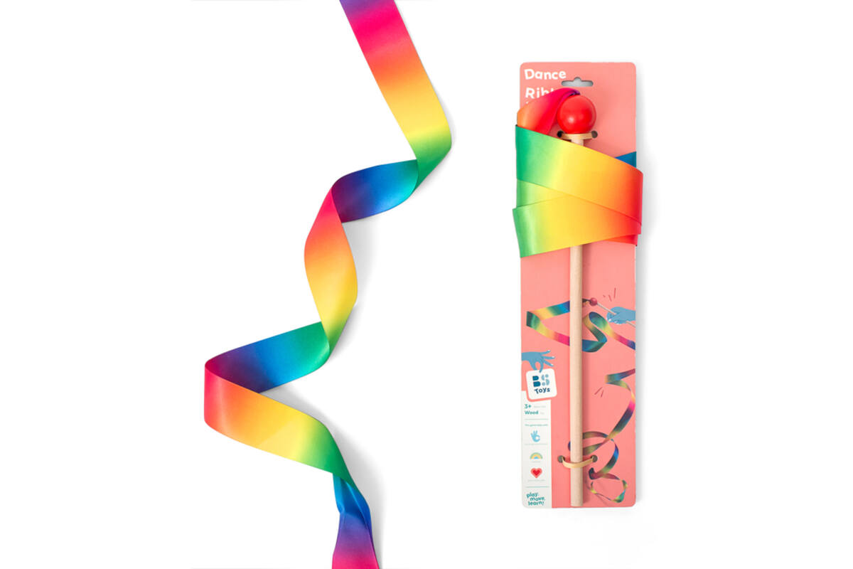 BS | Danslint regenboog 3 meter, houten stok