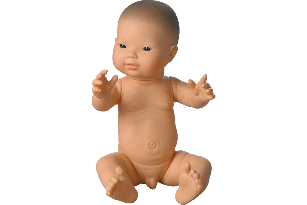 Pop jongen Aziatisch zonder haar, 42 cm, Les Pluminis